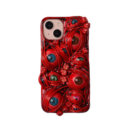 TRADAY Scary Horror Phone Case Creepy 3D Eyes Blood Teeth Phone Case for iPhone 13 Gothic Halloween Phone Case Red